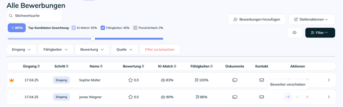 ALlgemein Eine Bewerbung aus der Bewerberliste heraus verschieben  - 1