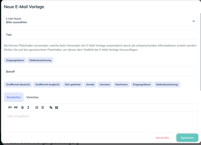 E-Mail-Vorlage erstellen - speichern