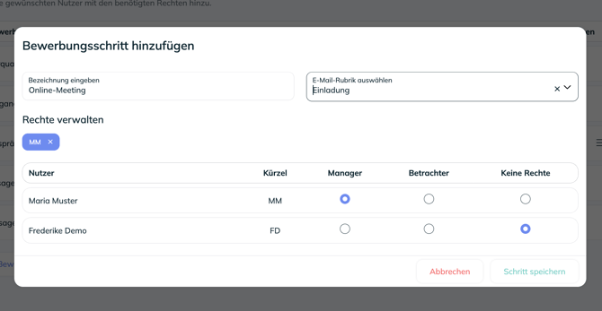 2.2 Einen neuen Schritt anlegen